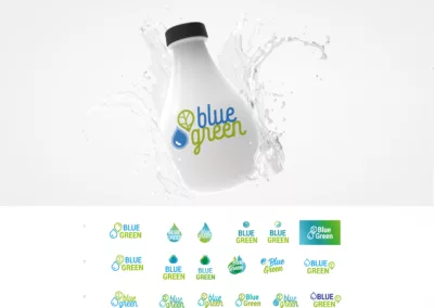 Logo ontwikkeling BlueGreen - voor biologische producten zoals bronwater
